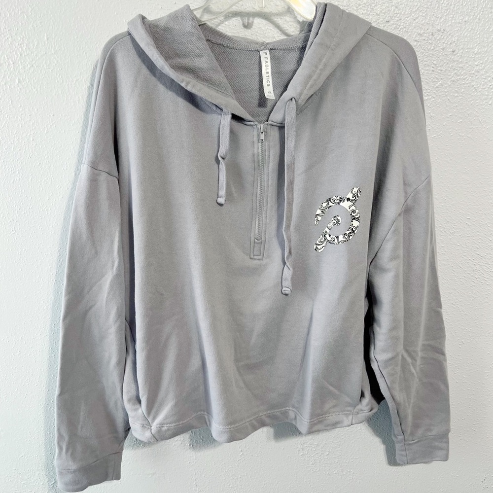 Fabletics Peloton crop gray hoodie size xl